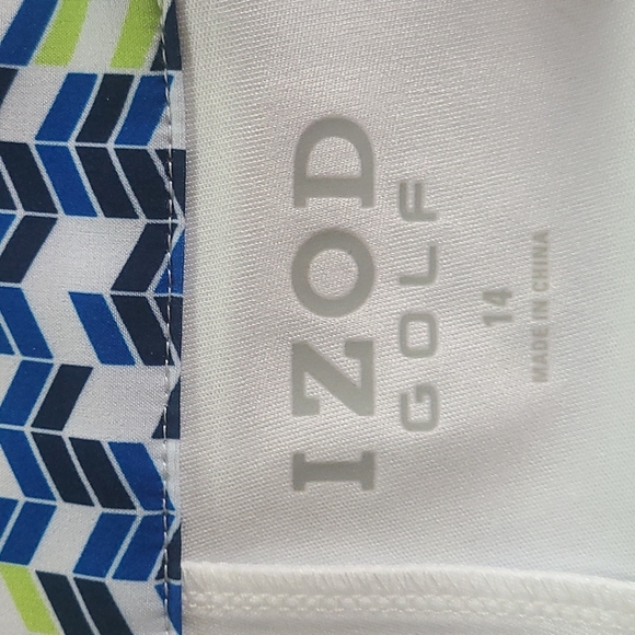 NWT IZOD Golf Skort. Size 14. Pockets  Blues/White/Lime Side Zip. UPF-15 - Picture 3 of 10